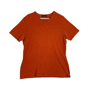 Robert Barakett Montreal V Neck Long Sleeve Cotton Shirt Brown Men's Size XL